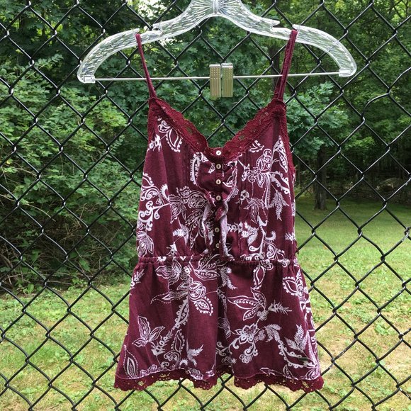 Maroon & White Patterned Aeropostale Tank - Picture 1 of 3
